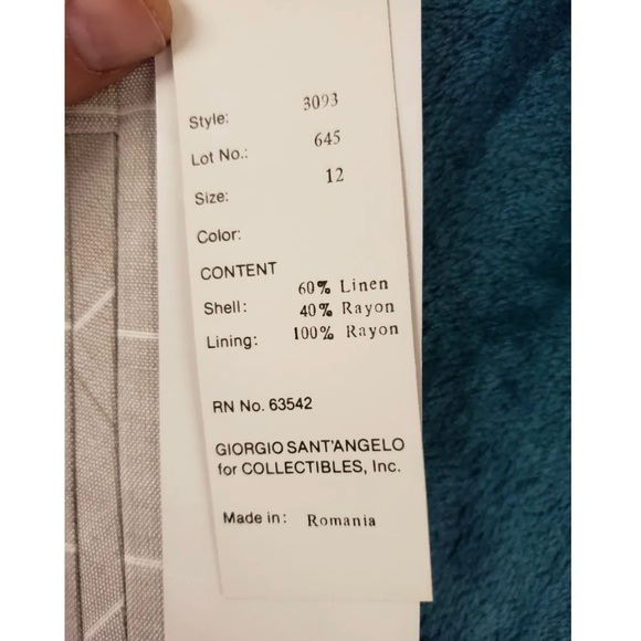 Giorgio Sant'Angelo Womens Dress Pants Size 12 Linen Blend Ladies Career NWT - Picture 5 of 5